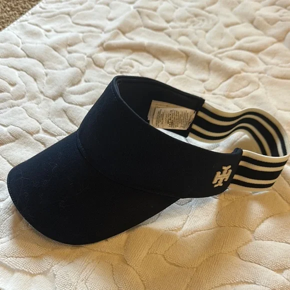 Tory Burch Black Visor with Striped Detail - Picture 4 of 4